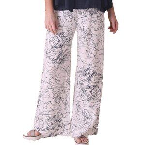 Fenini Flat Front Women Palazzo Size 2X White 100% Linen